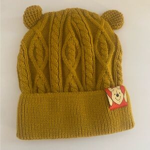 Disney Winnie The Pooh Yellow/gold tones Cable Knit Beanie Hat